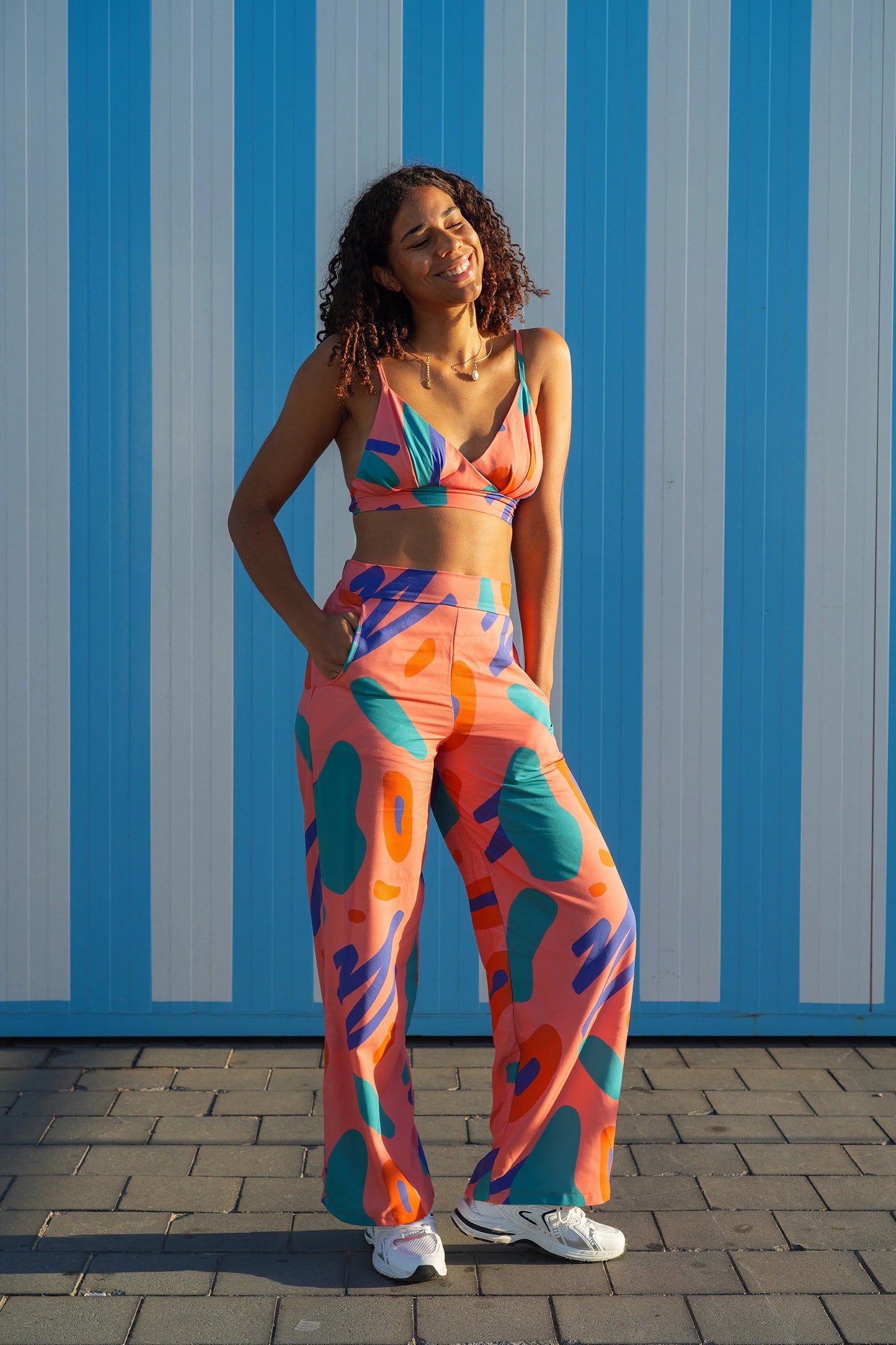 Flowy Long Pants in Storm Print