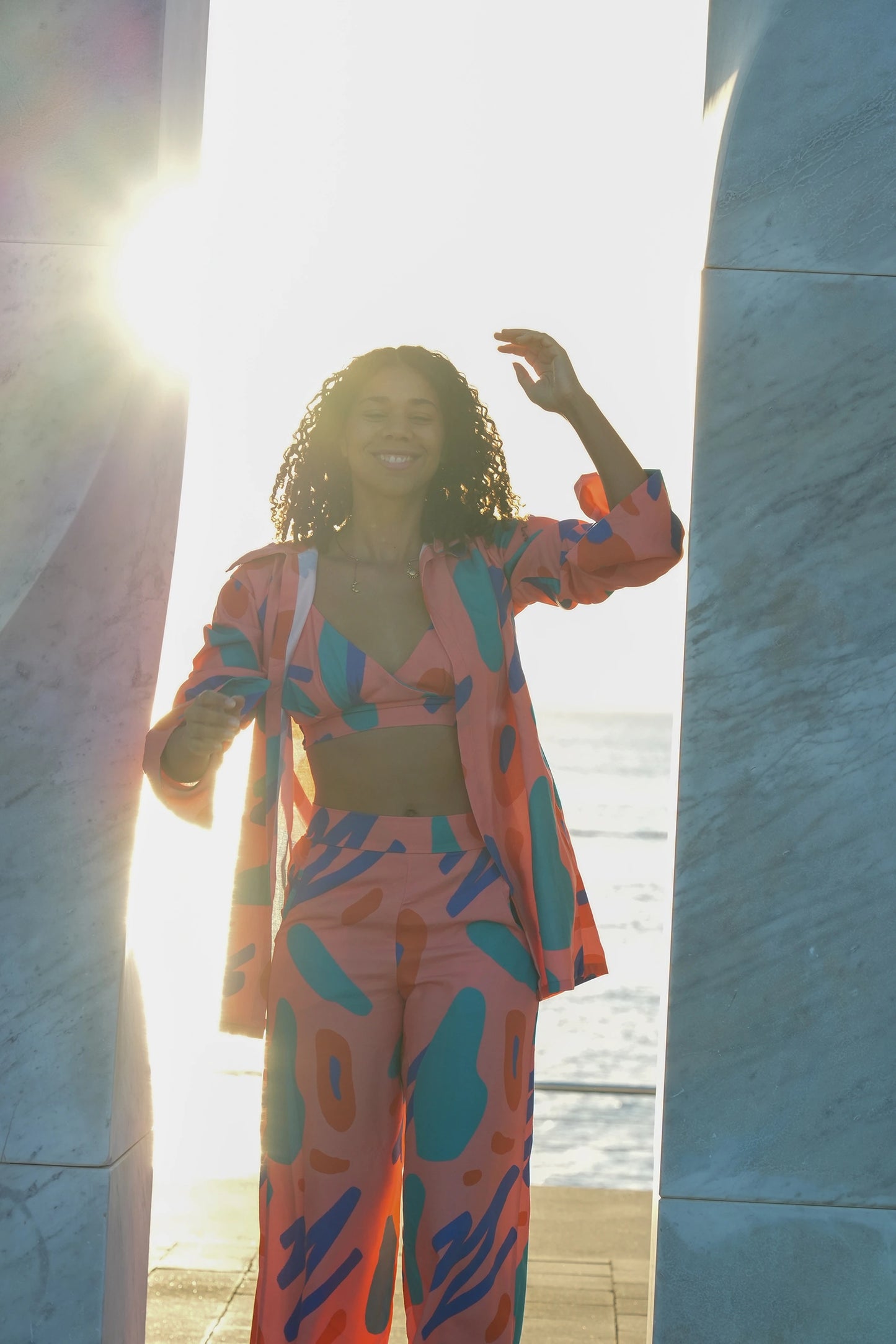 Flowy Long Shirt in Storm Print