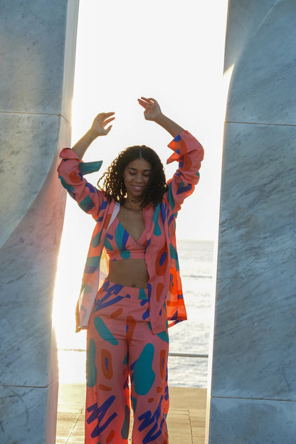 Flowy Long Shirt in Storm Print