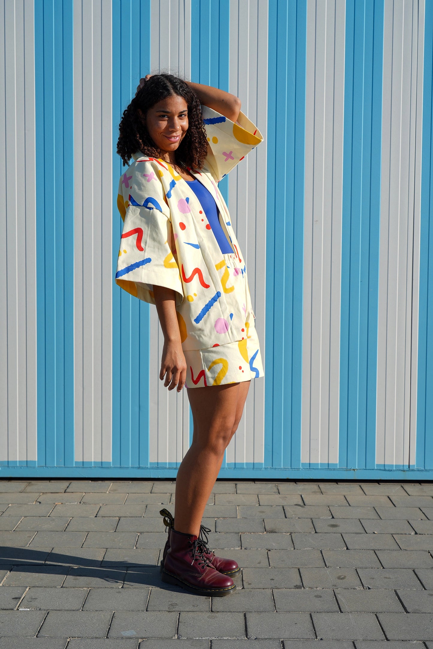 Short Kimono in Burst Print